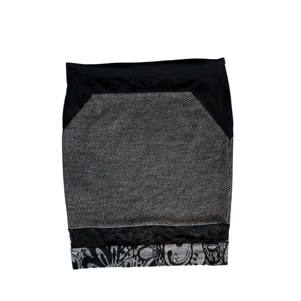 Sandro Ferrone Skirt Black and Gray Women's Skirt 44 / 8 Lacy Stretch